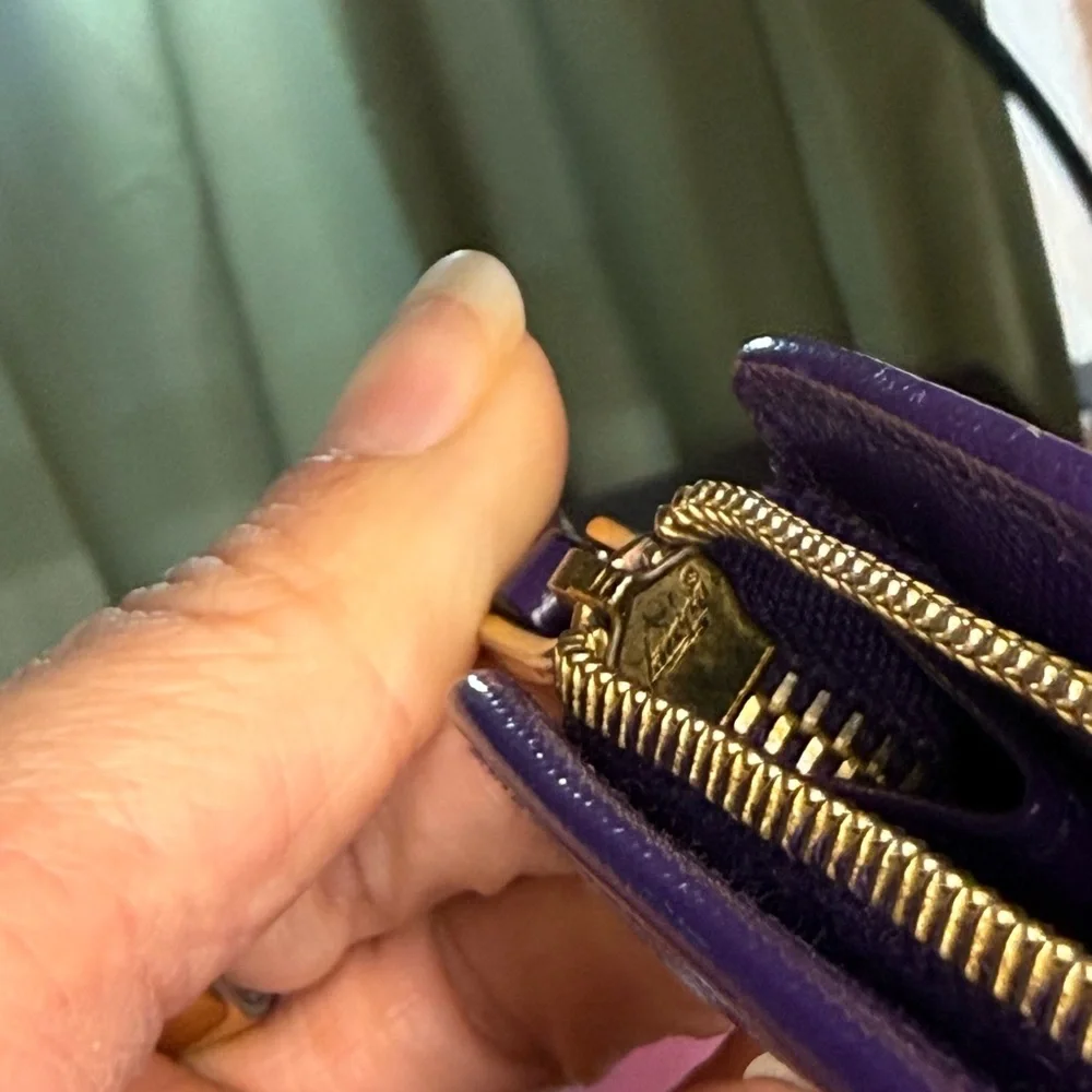 Prada Purple Saffiano Zip Wallet with Gold Logo - Picture 8 of 8